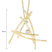 Morning Dew Dress Pendant in 9ct Yellow Gold with Moonstone & Diamond