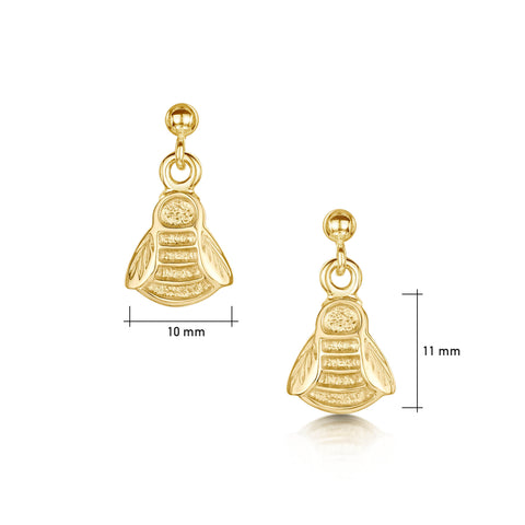 Bumblebee Small Drop Earrings in 9ct Yellow Gold by Sheila Fleet Jewellery