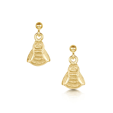 Bumblebee Small Drop Earrings in 9ct Yellow Gold by Sheila Fleet Jewellery