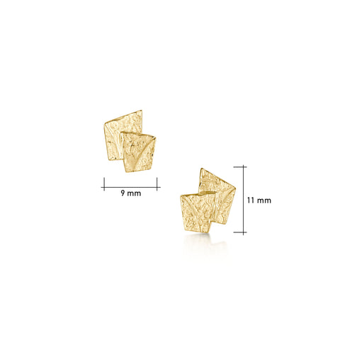 Standing Stones Petite Duo Stud Earrings in 9ct Yellow Gold by Sheila Fleet Jewellery