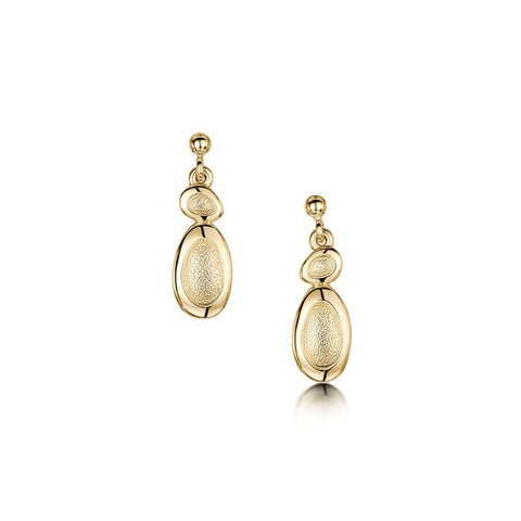 Shoreline Pebble 2-pebble Drop Earrings in 9ct Yellow Gold by Sheila Fleet Jewellery
