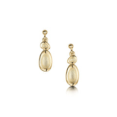 Shoreline Pebble 2-pebble Drop Earrings in 9ct Yellow Gold by Sheila Fleet Jewellery