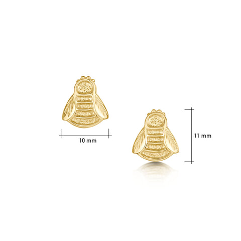 Bumblebee Small Stud Earrings in 9ct Yellow Gold by Sheila Fleet Jewellery
