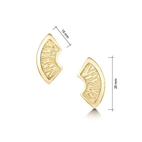 Runic 'Orkney' Small Stud Earrings in 9ct Yellow Gold by Sheila Fleet Jewellery