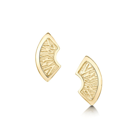 Runic 'Orkney' Small Stud Earrings in 9ct Yellow Gold by Sheila Fleet Jewellery