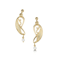 Mill Sands Small Pearl Drop Earrings in 9ct Yellow Gold