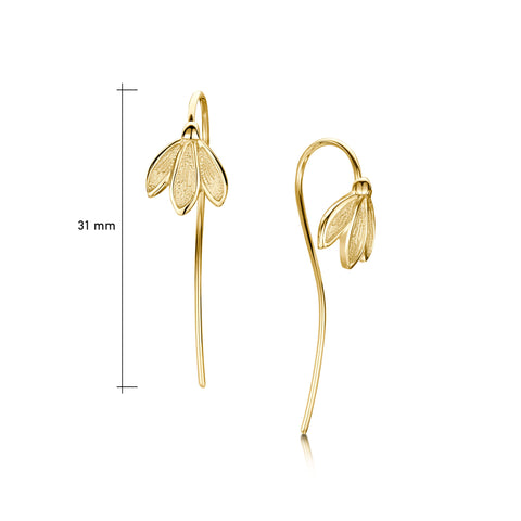 Snowdrop Stem Earrings in 9ct Yellow Gold