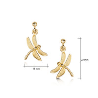 Dragonfly Drop Earrings in 9ct Yellow Gold