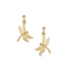 Dragonfly Drop Earrings in 9ct Yellow Gold