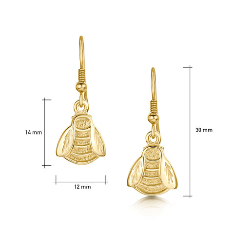 Bumblebee Drop Earrings in 9ct Yellow Gold by Sheila Fleet Jewellery