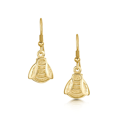 Bumblebee Drop Earrings in 9ct Yellow Gold by Sheila Fleet Jewellery