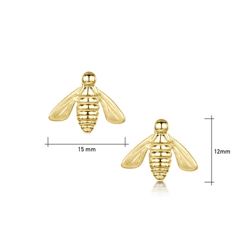 Honeybee Large Stud Earrings in 9ct Yellow Gold by Sheila Fleet Jewellery