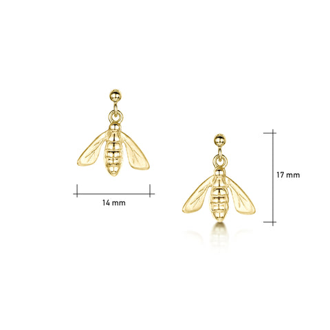 Honeybee Small Drop Earrings in Sterling Silver by Sheila Fleet Jewellery