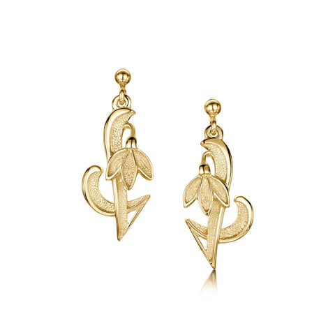 Snowdrop Drop Earrings in 9ct Yellow Gold