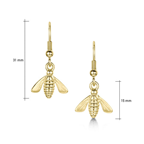 Honeybee Small Drop Earrings in 9ct Yellow Gold by Sheila Fleet Jewellery
