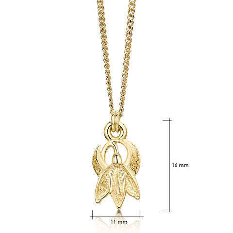 Single Snowdrop Petite Pendant Necklace in 9ct Yellow Gold