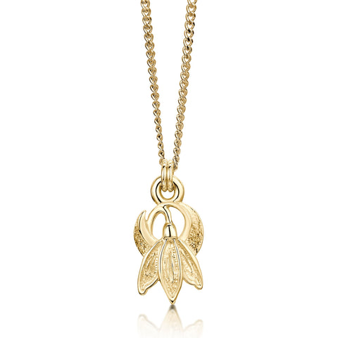 Single Snowdrop Petite Pendant Necklace in 9ct Yellow Gold