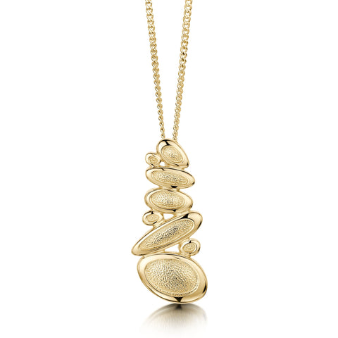 Shoreline Pebble Cluster Pendant in 9ct Yellow Gold by Sheila Fleet Jewellery