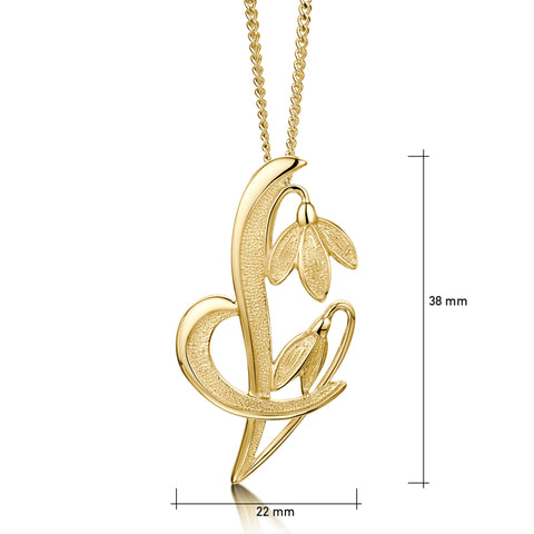 Snowdrop Pendant Necklace in 9ct Yellow Gold