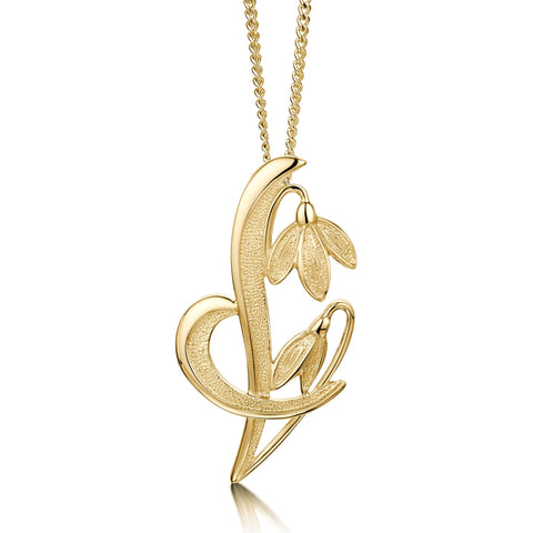 Snowdrop Pendant Necklace in 9ct Yellow Gold