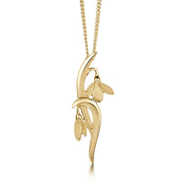 Snowdrop Slender Pendant Necklace in 9ct Yellow Gold