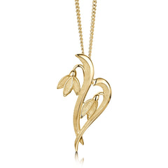 Snowdrop 2-flower Pendant Necklace in 9ct Yellow Gold