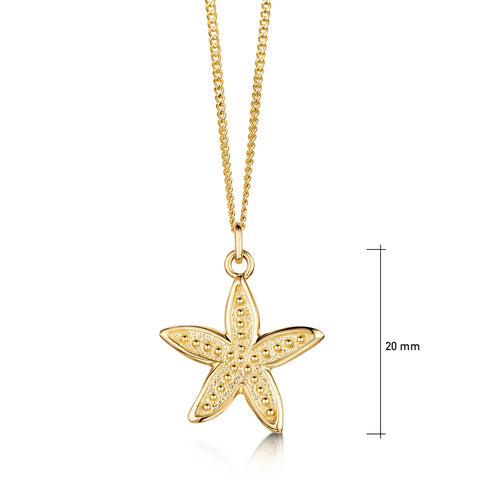 Starfish Small Pendant Necklace in 9ct Yellow Gold