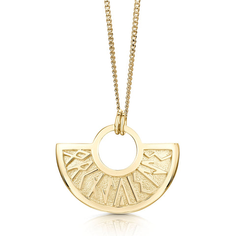 Runic Pendant Necklace in 9ct Yellow Gold by Sheila Fleet Jewellery