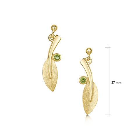 Rowan Drop Earrings in 9ct Yellow Gold with Peridot