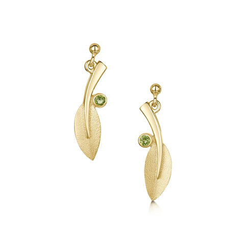 Rowan Drop Earrings in 9ct Yellow Gold with Peridot