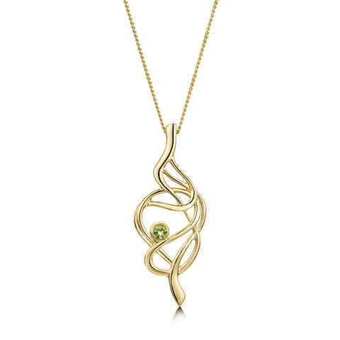 Tidal Dress Pendant in 9ct Yellow Gold with Peridot by Sheila Fleet Jewellery
