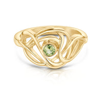 Tidal Ring in 9ct Yellow Gold with a Peridot by Sheila Fleet Jewellery