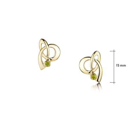 Tidal Peridot Stud Earrings in 9ct Yellow Gold
