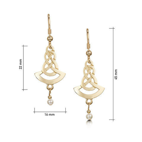 The Lover’s Knot Pearl Drop Earrings in 9ct Yellow Gold by Sheila Fleet Jewellery