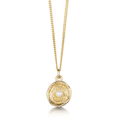Lunar Pearl Small Pendant Necklace in 9ct Yellow Gold