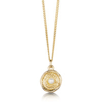 Lunar Pearl Small Pendant Necklace in 9ct Yellow Gold