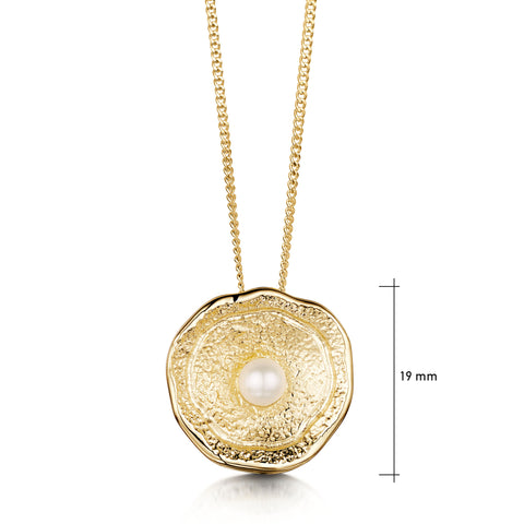 Lunar Pearl Pendant Necklace in 9ct Yellow Gold