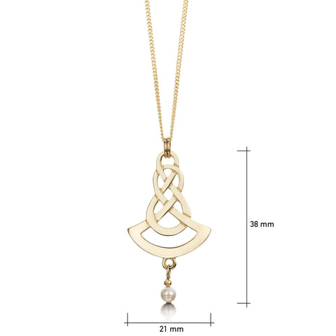 The Lover’s Knot Pearl Pendant in 9ct Yellow Gold by Sheila Fleet Jewellery
