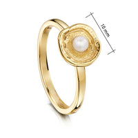Lunar Pearl Petite Ring in 9ct Yellow Gold by Sheila Fleet Jewellery