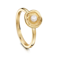 Lunar Pearl Petite Ring in 9ct Yellow Gold by Sheila Fleet Jewellery