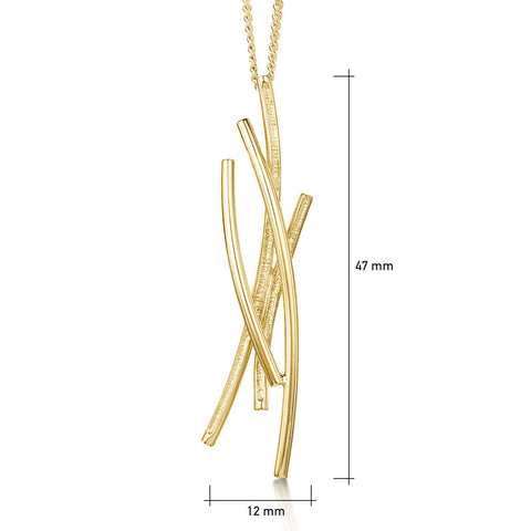 Wild Grasses Dress Pendant Necklace in 9ct Yellow Gold by Sheila Fleet Jewellery