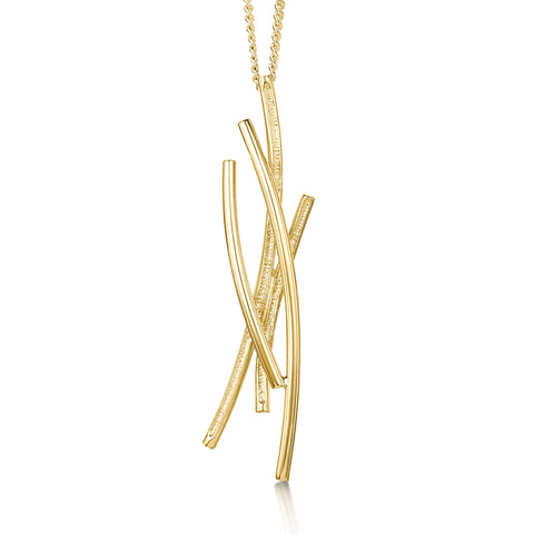 Wild Grasses Dress Pendant Necklace in 9ct Yellow Gold by Sheila Fleet Jewellery