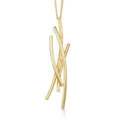 Wild Grasses Dress Pendant Necklace in 9ct Yellow Gold by Sheila Fleet Jewellery