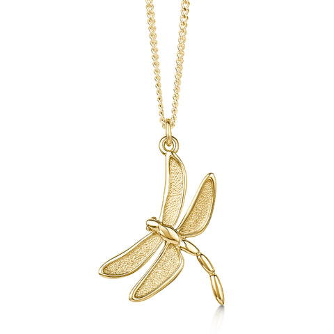 Dragonfly Dress Pendant Necklace in 9ct Yellow Gold by Sheila Fleet Jewellery