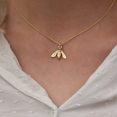 Honeybee Pendant in 9ct Yellow Gold by Sheila Fleet Jewellery
