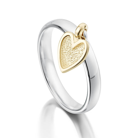 Secret Hearts Ring in Sterling Silver & 9ct Yellow Gold by Sheila Fleet Jewellery