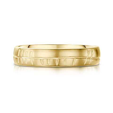 Ogham Small Ring in 9ct Yellow Gold by Sheila Fleet Jewellery