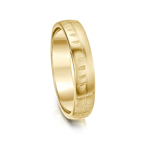 Ogham Small Ring in 9ct Yellow Gold by Sheila Fleet Jewellery