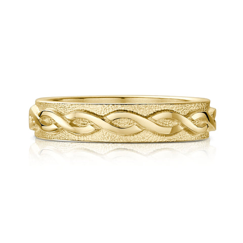 Celtic Twist Textured Ring in 9ct Yellow Gold by Sheila Fleet Jewellery
