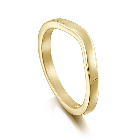 Contemporary Curve Wedding Band in 9ct Yellow Gold (to match DR181) by Sheila Fleet Jewellery